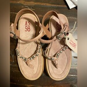 A.S. 98 leather platform studded sandals. Sz 36 (6-6.5)